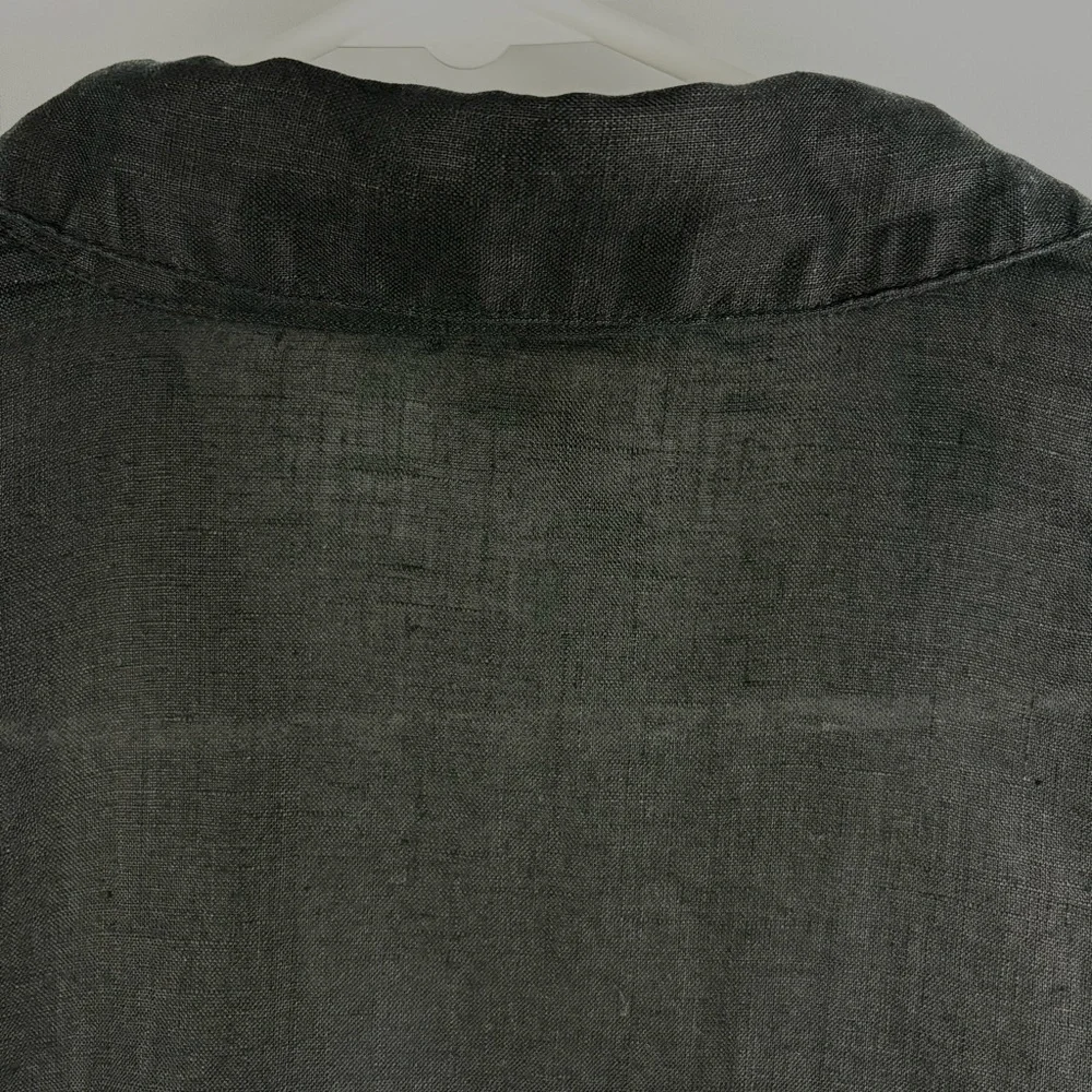 Magaschoni Black 100% Linen Button Down Shirt Roll Tab Sleeve Medium - Picture 11 of 15